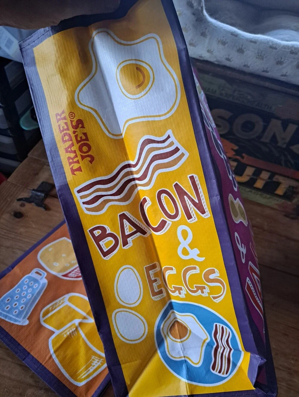 Two Trader Joe's Comfort Food Reusable Shopping Bags Totes Summer 2025 NWOT